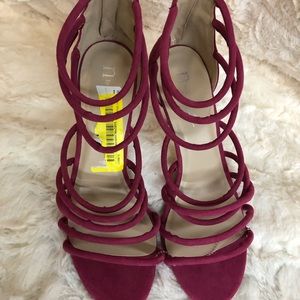 Nicole Miller Dark Hot Pink Strappy Stilettos